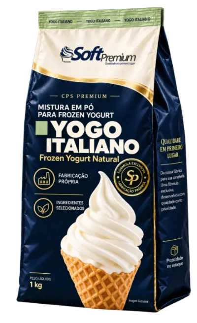 Embalagem de 1 kg da base em pó Yogo Italiano Frozen Yogurt Soft Premium